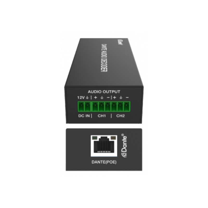 Altimium Décodeur DANTE Audio Analogique 2 canneaux avec PoE