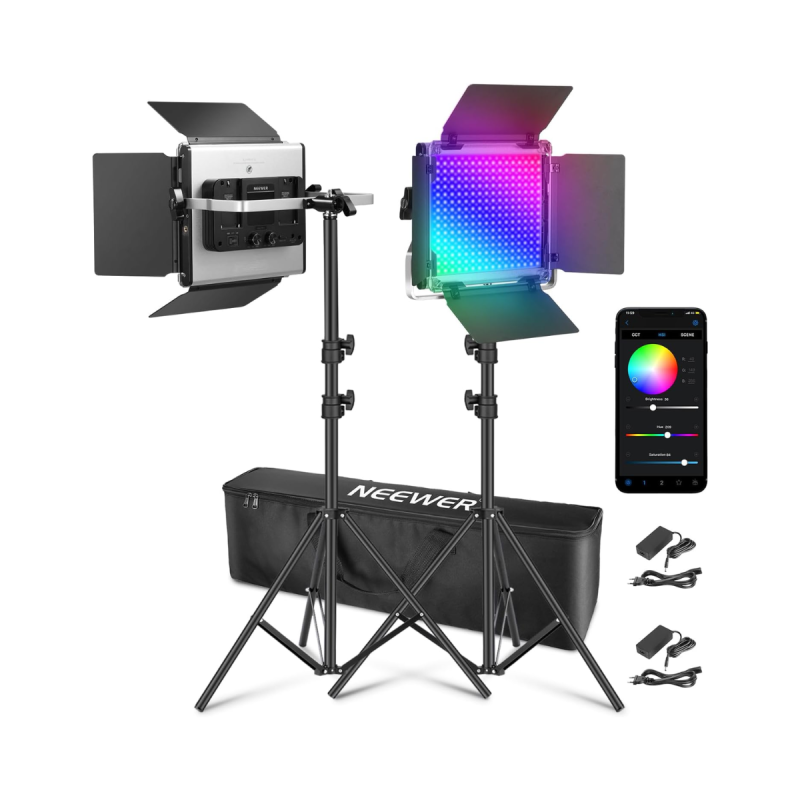 Neewer 2×660 Pro Ii RGB App Led Light+2×200cm Light StaND+1×Bag(Eu)