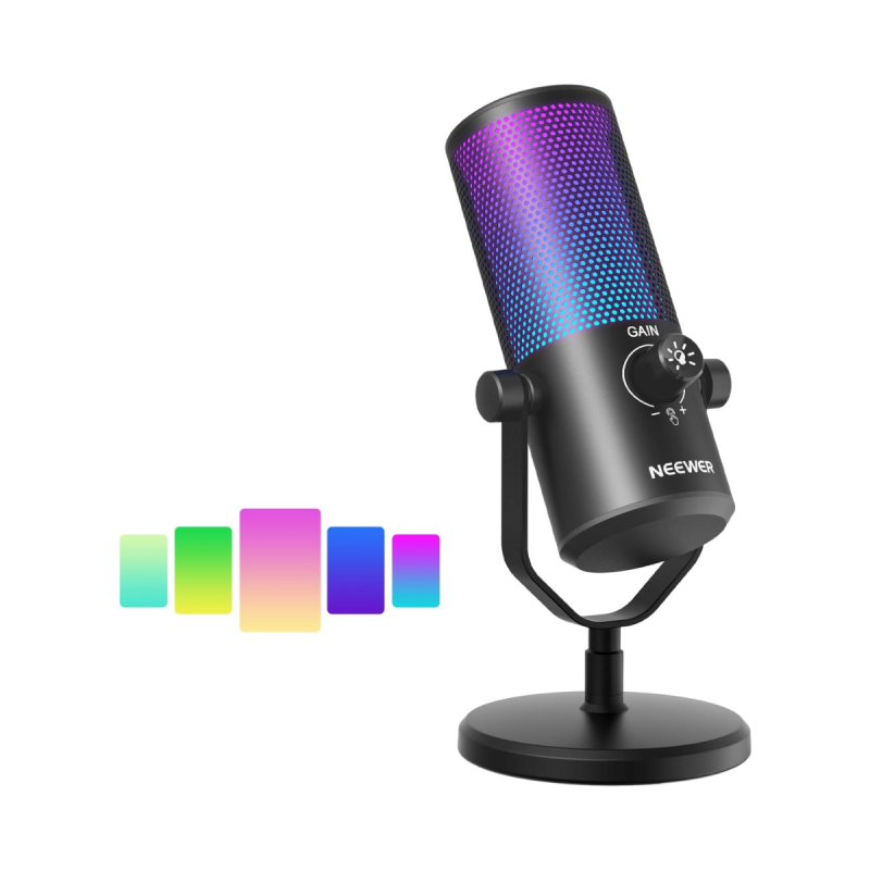 Neewer RGB Usb Desktop Microphone(Gain&Mute&Headphone Jack)