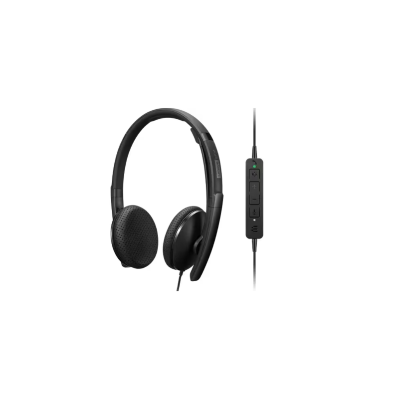 Lenovo - Combiné VoIP - sur-oreille - filaire - USB-C - noir