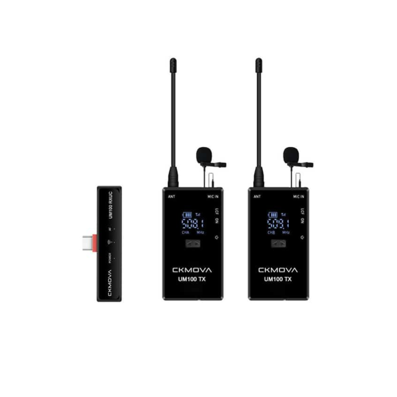 Ckmova UM100 Kit4 UHF Wireless Micro 2x Trans. + 1x Type-C Receiver