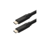 Cordon USB3.2 GEN 2 - C M/M - prises métal - 100W - 5A - noir -1m