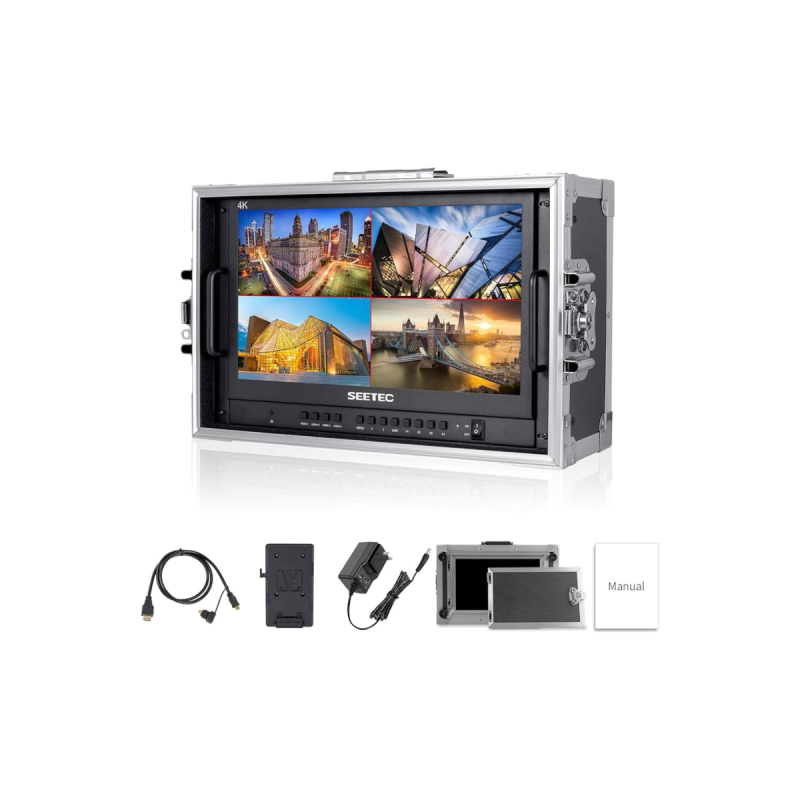 Seetec Moniteur 15.6" HDMI, 4x SDI Lut Waveform vec flight cases