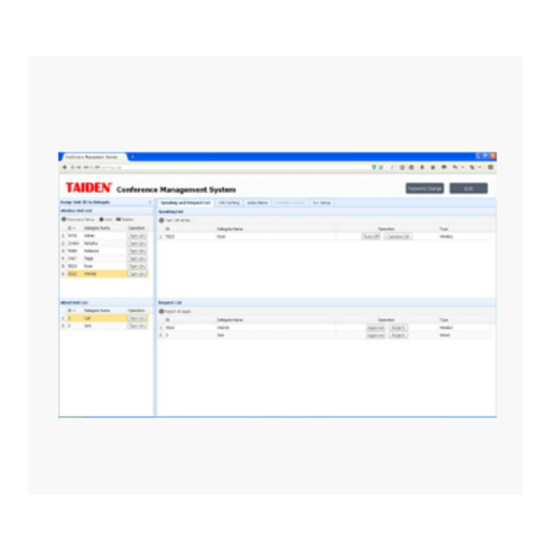 Taiden Web Control Software CMU mic video matrix SI