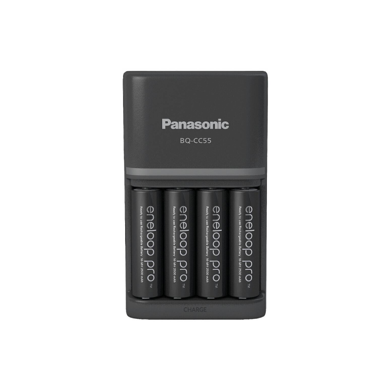 PANASONIC ENELOOP PRO Chargeur 2h BQ-CC55 + 4 Piles AA NiMh 2450mAh
