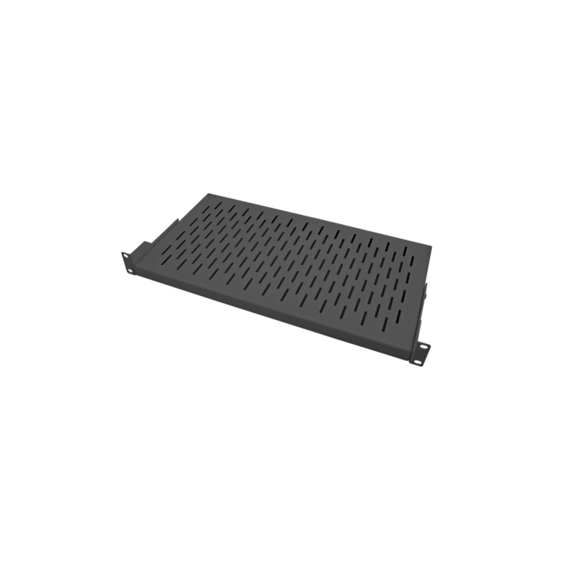 ONEXPER Etagère ajourée 19" 2 pts Prof. 400mm Charge 30 Kg Noir 1U