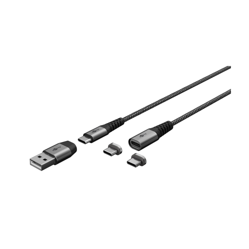 Goobay Câble Textile USB Magnétique. Avec adaptateurs  1m