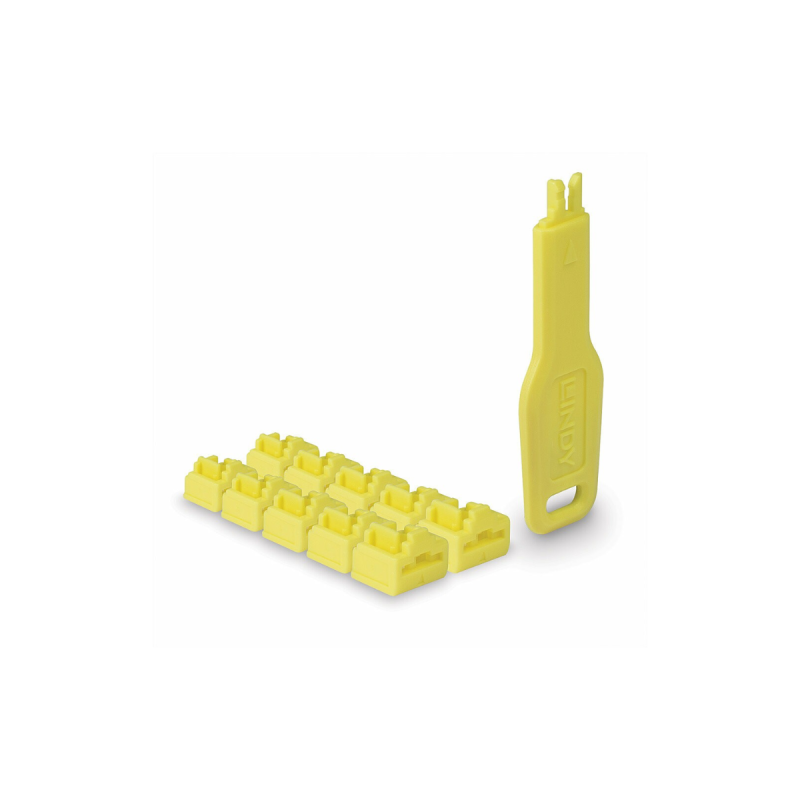Lindy Verrous de ports RJ45 (10 piêces) avec clé, Jaune
