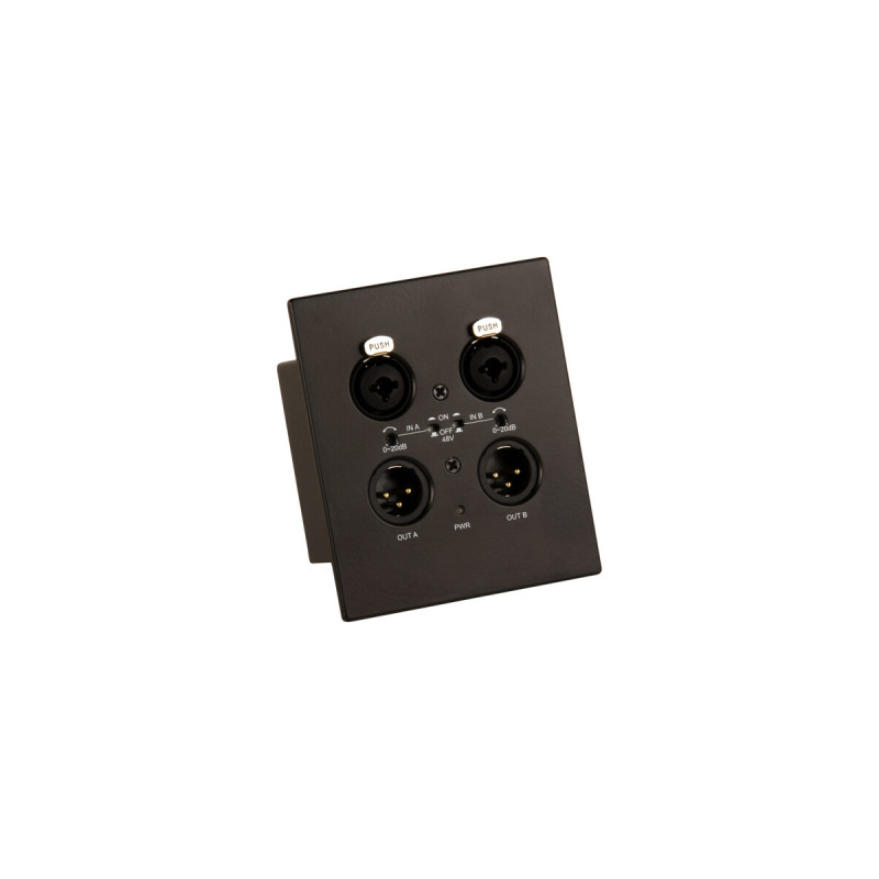 Muxlab Dante 2-channel XLR wall-plate, black or white
