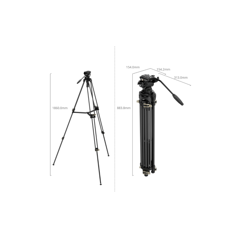 SmallRig 4686 Heavy-Duty Fluid Head Tripod Kit AD-01S