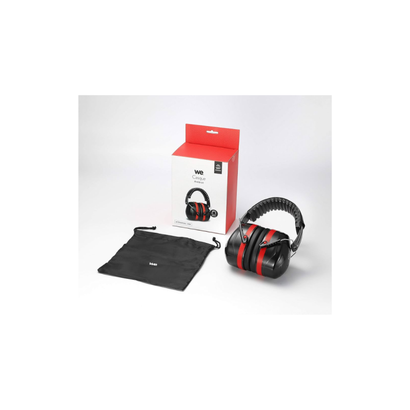 WE Casque Anti bruit atténuation 32dB housse de transport noir/rouge