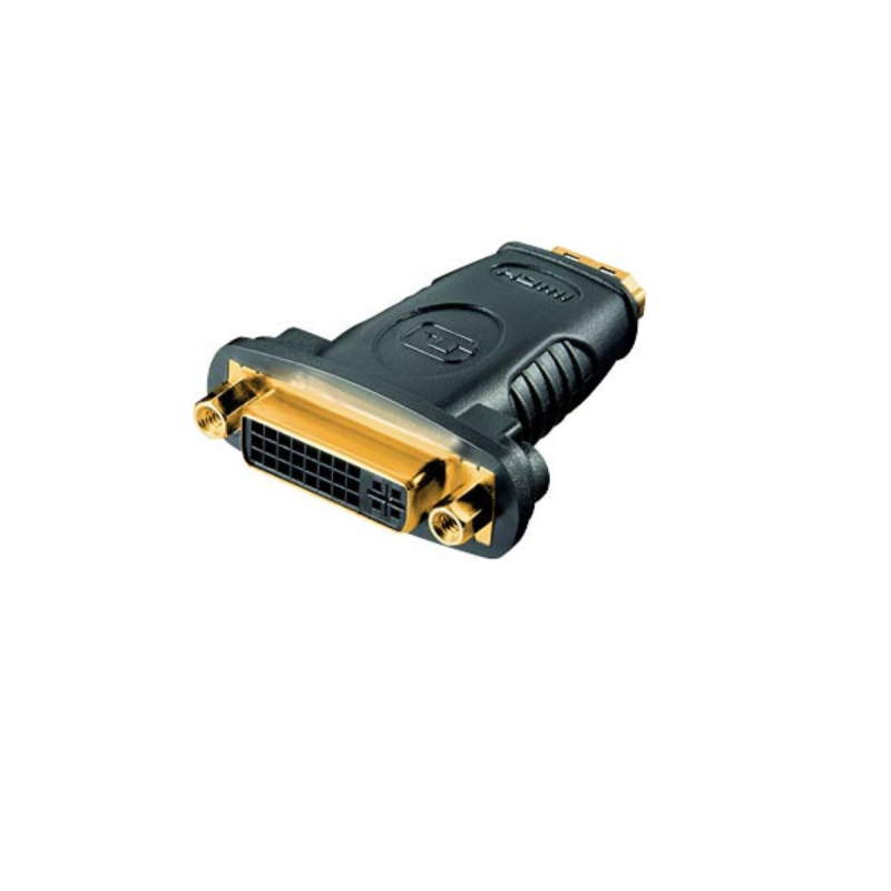 Goobay Adaptateur femelle HDMI™   Prise femelle DVI-I Dual-Link Doré