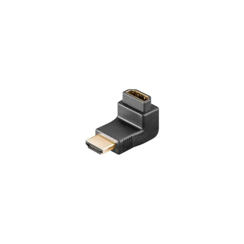 Goobay Adaptateur Fem. HDMI HDMI Coudé Vertical, 4K Plaqué Or 90°