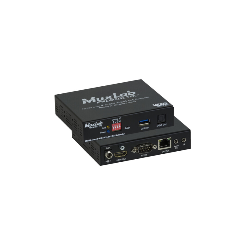 Muxlab HDMI over IP H.264/H.265 POE Receiver, 4K60