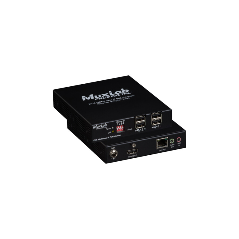 MuxLab KVM HDMI over IP PoE Receiver, UHD-4K