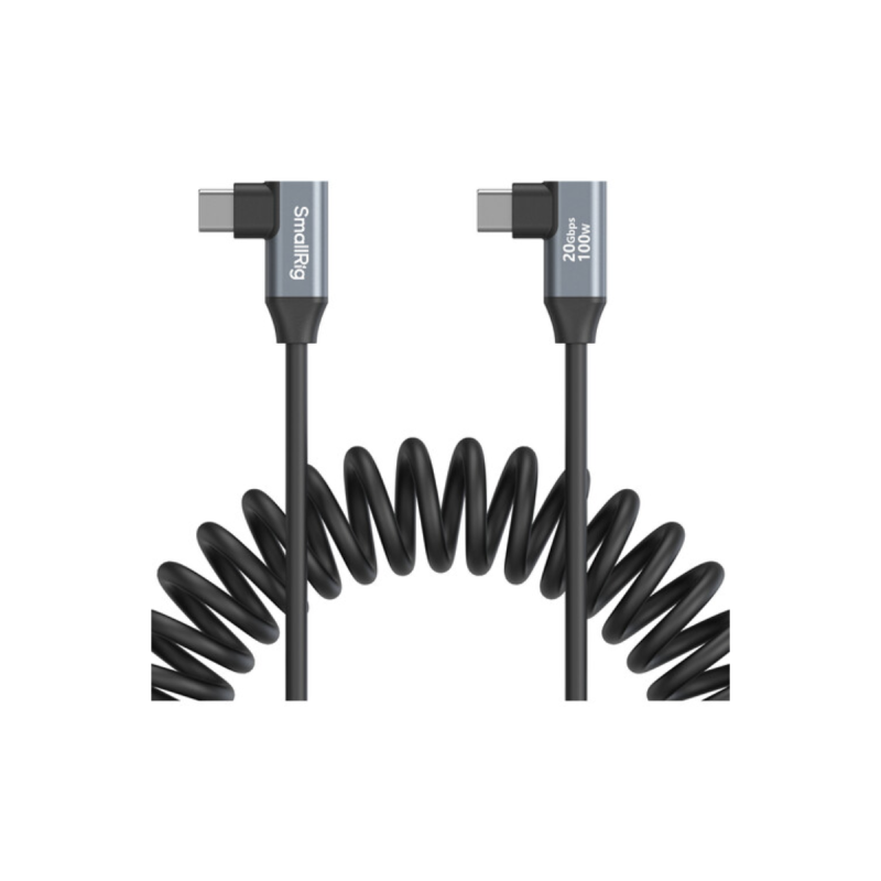Smallrig Câble de données spiralé USB-C (coudé) vers USB-C (coudé)