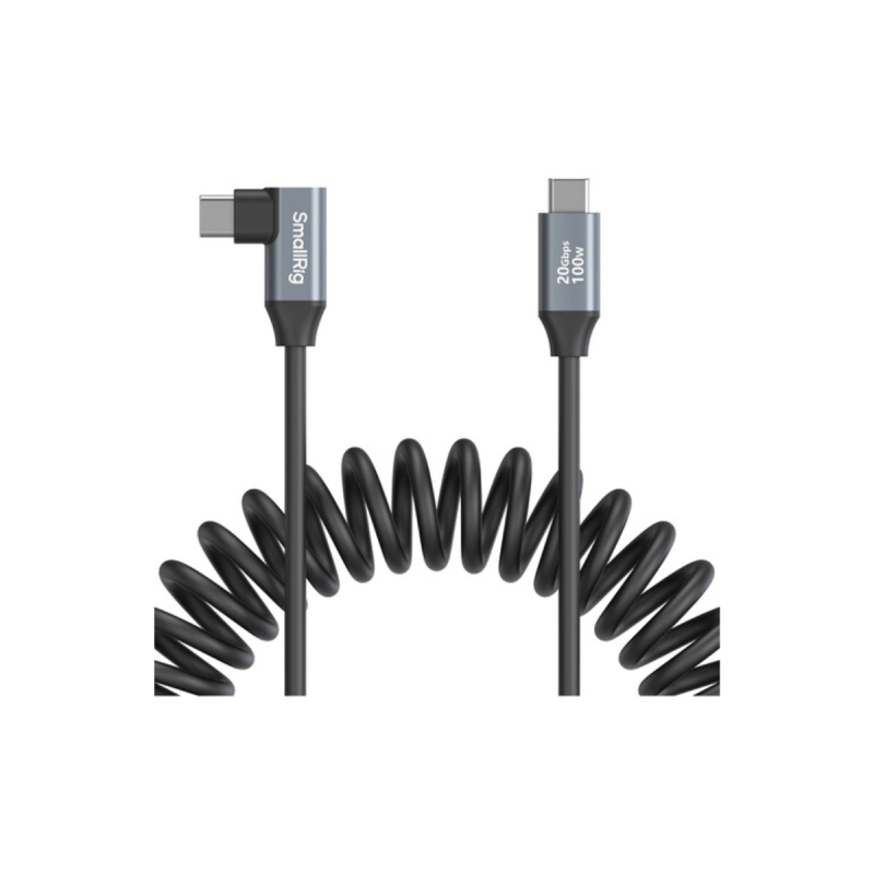 Smallrig Câble de données spiralé USB-C (droit) vers USB-C (coudé)