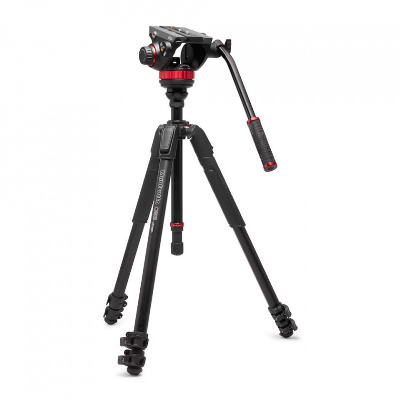 Manfrotto Rotule vidéo fluide 502 base plate et trépied vidéo 055 alu