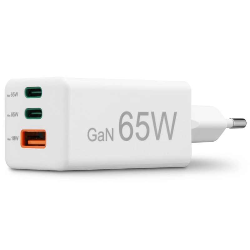 Hama Chargeur rapide GaN 2 USB-C 1 USB-A mini-chargeur PD 65 W blanc