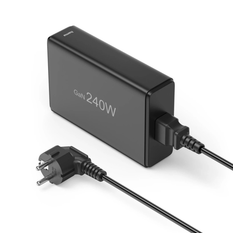 Hama Stat. chrge 5 ports GaN charg. rap. 4 USB-C 1 USB-A PD 240W Noir