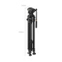 Smallrig Trépied vidéo en fibre de carbone 5201 AD-50 Max