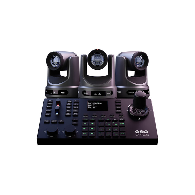PTZOptics Producer Bundle, includes 3x PT20X-4K-GY, and 1x SuperJoy