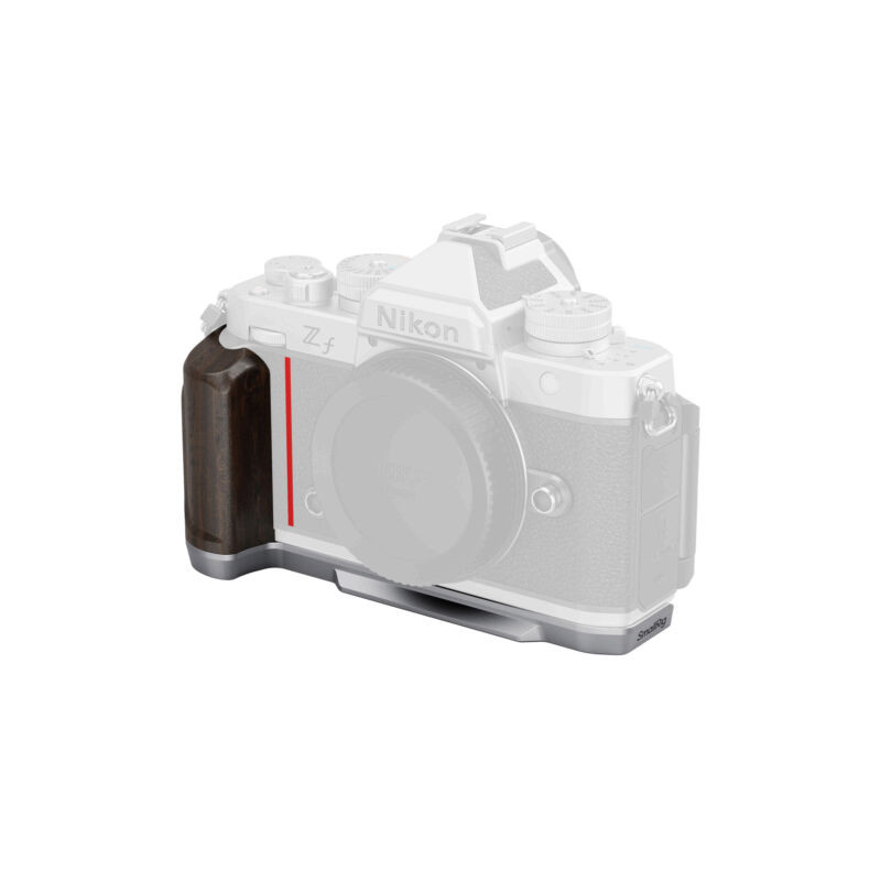 SmallRig Plaque en L avec poignée en bois pour Nikon Z f (Argent)