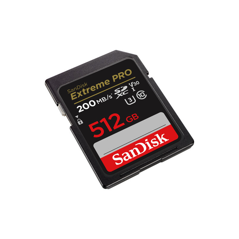 Sandisk Carte mémoire SDXC Externe Pro 512GB 200/140 mb/s - V30 - 
