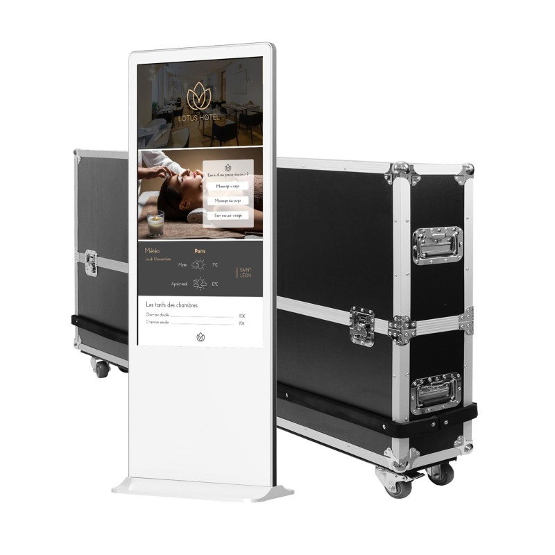 Kimex Totem vidéo 43" FHD 500cd 24h/7j Indoor Tactile Blanc +case