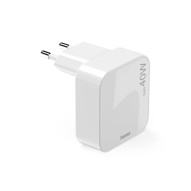 Hama Chargeur rapide GaN USB-C mini-chargeur pliable PD 40W blanc
