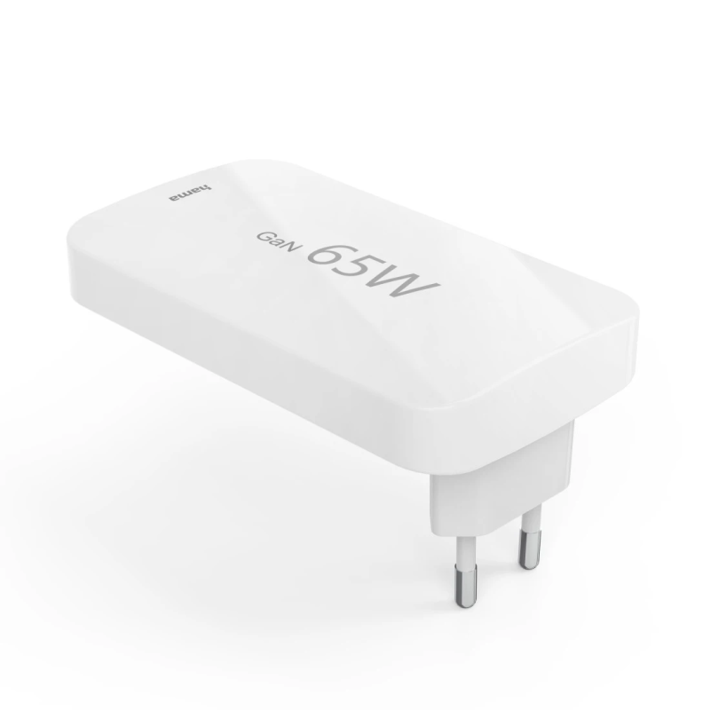 Hama Chargeur rapide 2x USB-C, USB-A mini-chargeur plat PD 65W, blanc