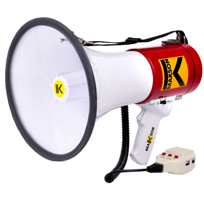 Makson Porte-voix 50W maxi. sirène. Enregistrement. USB/SD/AUX