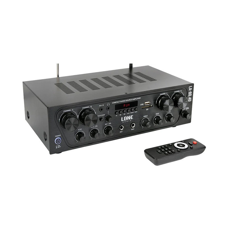 Lone Audio Amplificateur multimédia en 4 canaux de 80W en 4/8 Ohms
