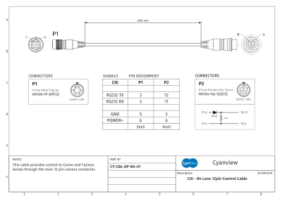 Cyanview Câble 80 cm pour objectifs Broadcast B4 de Canon et Fujinon