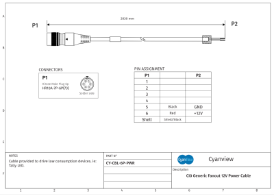 Cyanview Câble 2 m avec câbles d'alimentation uniquement