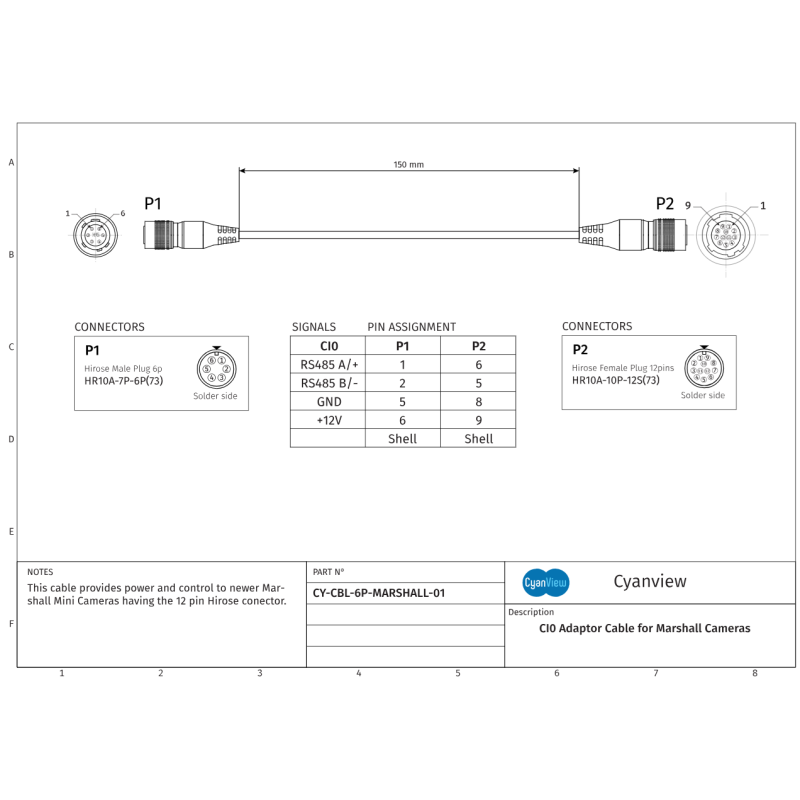 Cyanview Câble 50 cm pour caméras Marshall