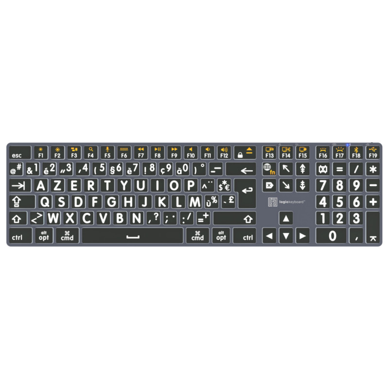 LogicKeyboard Clavier sans fil rétroéclairé TITAN (Mac) Gros caractères