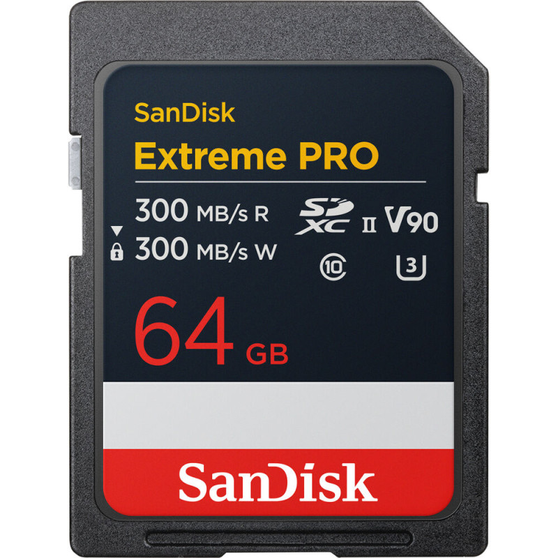 Sandisk Carte SDXC Extreme Pro 64GB 300/300 mb/s - V90 Cl. 10