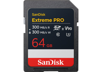 Sandisk Carte SDXC Extreme Pro 64GB 300/300 mb/s - V90 Cl. 10