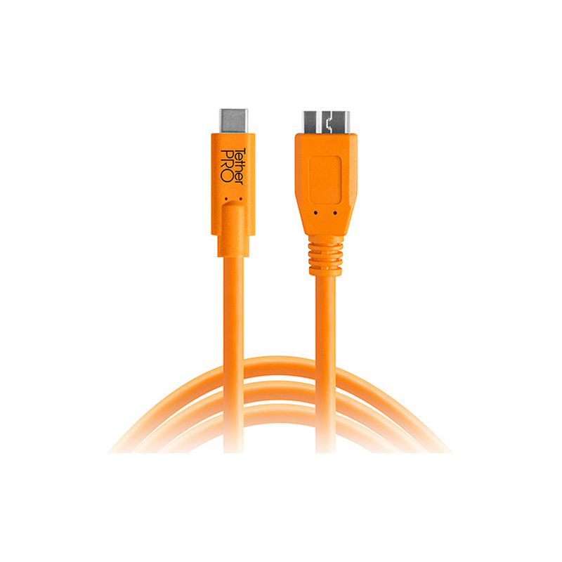 TetherPro USB-C to 3.0 Micro-B, 15' (4.6m), High-Visibility Orange