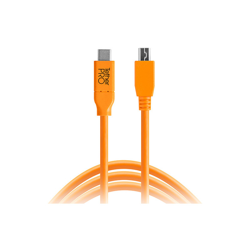 TetherPro USB-C to 2.0 Mini-B 5-Pin, 15' (4.6m), Orange