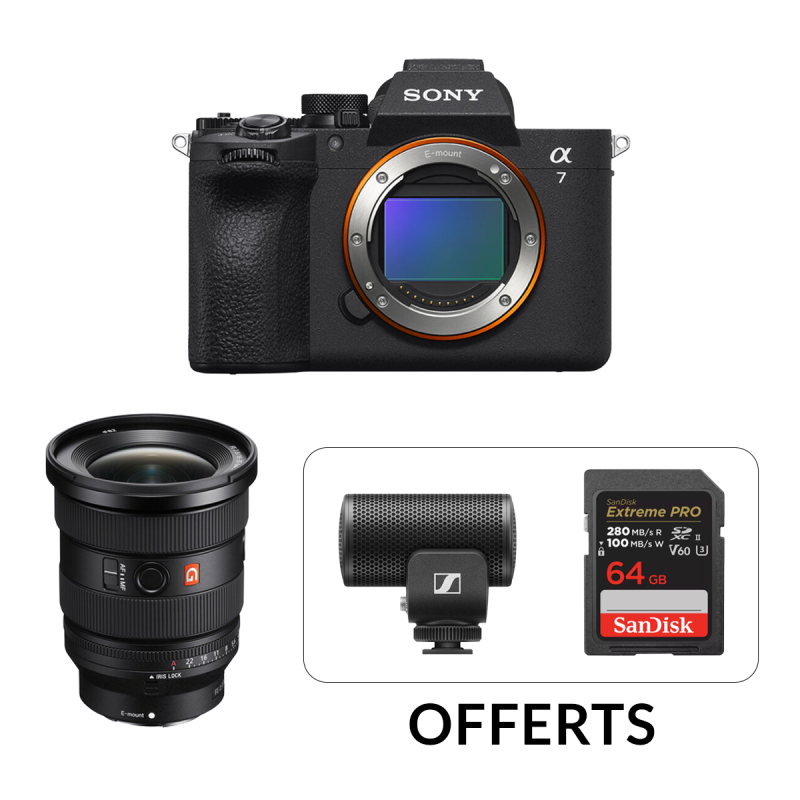 Pack Sony A7 V + objectif 16-35mm GM II + MKE200 & SDXC 64Go offerts