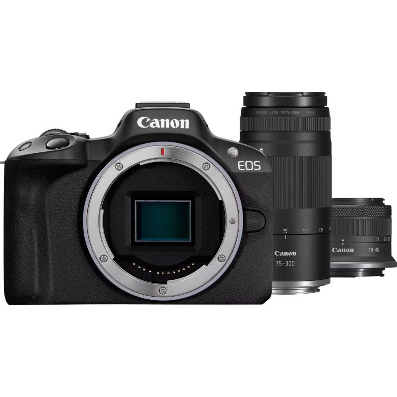 Canon Kit EOS R50 avec objectifs 18-45/4.5-6.3 et 75-300/4-5.6 Noir