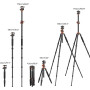 K&F Concept Trépied appareil photo en alu avec colonne centrale 170cm