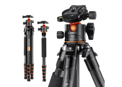 K&F Trépied professionnel carbone + Rotule BH-35 5 sections 48-156 cm