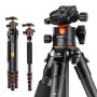 K&F Trépied professionnel carbone + Rotule BH-35 5 sections 48-156 cm