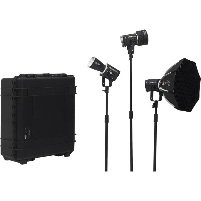 Aputure 3 Kits Storm 80c 3 éclairages led COB 80W - 1 800 à 20 000 K°