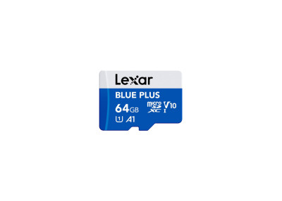 Lexar microSDXC Blue Plus UHS-I 64GB V30 Read 100MB/s adaptateur SD