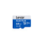 Lexar microSDXC Blue Plus UHS-I 64GB V30 Read 100MB/s adaptateur SD