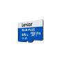 Lexar microSDXC Blue Plus UHS-I 64GB V30 Read 100MB/s adaptateur SD